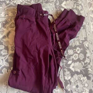 Burgundy jogger scrub pants